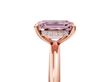 Rose gold Fancy Pink Emerald  Cut Solitaire Ring with Thin Band and Four-Prong Setting_21