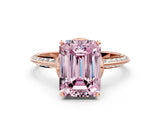 Rose gold Fancy Pink Emerald Cut Solitaire Split Shank Pave Diamond Engagement Ring with Four-Prong Setting_24