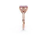 Rose gold Fancy Pink Emerald Cut Solitaire Split Shank Pave Diamond Engagement Ring with Four-Prong Setting_26