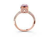Rose gold Fancy Pink Emerald Cut Solitaire Split Shank Pave Diamond Engagement Ring with Four-Prong Setting_27