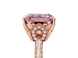 Rose gold Fancy Pink Emerald Cut Solitaire Split Shank Pave Diamond Engagement Ring with Four-Prong Setting_29