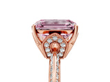 Rose gold Fancy Pink Emerald Cut Solitaire Split Shank Pave Diamond Engagement Ring with Four-Prong Setting_5