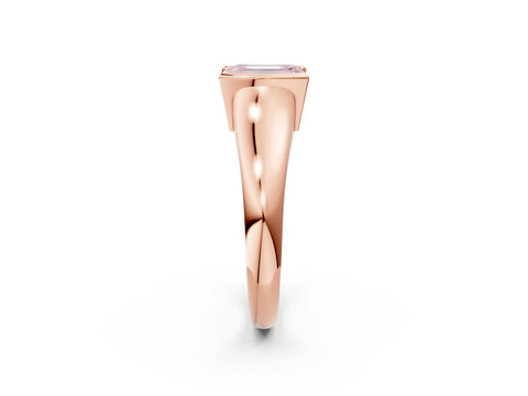 Rose gold Fancy Pink Emerald Cut Solitaire Tension Set Diamond Ring with Split Shank Band_2