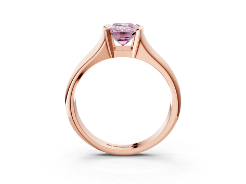 Rose gold Fancy Pink Emerald Cut Solitaire Tension Set Diamond Ring with Split Shank Band_3
