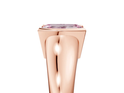 Rose gold Fancy Pink Emerald Cut Solitaire Tension Set Diamond Ring with Split Shank Band_5