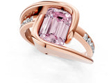Rose gold Fancy Pink Emerald Cut Solitaire Tension-Set Diamond Split Shank Ring_1