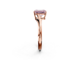 Rose gold Fancy Pink Emerald  Cut Solitaire Twist Band Ring with Four-Prong Setting_22