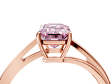 Rose gold Fancy Pink Emerald  Cut Solitaire Twist Band Ring with Four-Prong Setting_24