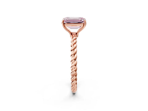 Rose gold Fancy Pink Emerald Cut Solitaire Twisted Band 4-Prong Ring_2