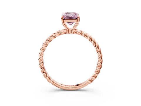 Rose gold Fancy Pink Emerald Cut Solitaire Twisted Band 4-Prong Ring_3