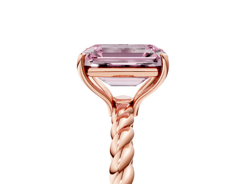 Rose gold Fancy Pink Emerald Cut Solitaire Twisted Band 4-Prong Ring_5