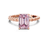 Rose gold Fancy Pink Emerald  Cut Solitaire Twisted Band with Four-Prong Setting_69