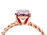 Rose gold Fancy Pink Emerald  Cut Solitaire Twisted Band with Four-Prong Setting_73
