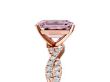 Rose gold Fancy Pink Emerald Cut Solitaire Twisted Pave Band with Four-Prong Setting_8