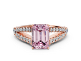 Rose gold Fancy Pink Emerald  Cut Split Shank Pave Diamond Engagement Ring with Four-Prong Setting_24