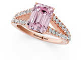 Rose gold Fancy Pink Emerald  Cut Split Shank Pave Diamond Engagement Ring with Four-Prong Setting_25