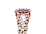 Rose gold Fancy Pink Emerald  Cut Split Shank Pave Diamond Engagement Ring with Four-Prong Setting_29