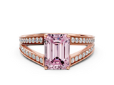 Rose gold Fancy Pink Emerald  Cut Split Shank Pave Diamond Ring with Four-Prong Setting_44