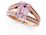 Rose gold Fancy Pink Emerald  Cut Split Shank Pave Diamond Ring with Four-Prong Setting_45