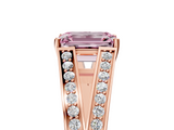 Rose gold Fancy Pink Emerald  Cut Split Shank Pave Diamond Ring with Four-Prong Setting_49