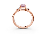 Rose gold Fancy Pink Emerald  Cut Three-Stone Channel Set Ring with Bar Prongs_56