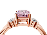 Rose gold Fancy Pink Emerald  Cut Three-Stone Channel Set Ring with Bar Prongs_57
