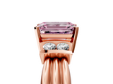 Rose gold Fancy Pink Emerald  Cut Three-Stone Channel Set Ring with Bar Prongs_58