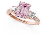 Rose gold Fancy Pink Emerald  Cut Three-Stone Diamond Pavé Band with Prong Setting_17