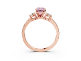 Rose gold Fancy Pink Emerald  Cut Three-Stone Diamond Pavé Band with Prong Setting_19