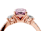 Rose gold Fancy Pink Emerald  Cut Three-Stone Diamond Pavé Band with Prong Setting_20