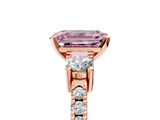 Rose gold Fancy Pink Emerald  Cut Three-Stone Diamond Pavé Band with Prong Setting_21