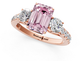 Rose gold Fancy Pink Emerald  Cut Three-Stone Diamond Pave Band with Prong Setting_38