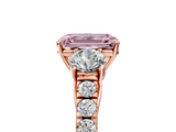 Rose gold Fancy Pink Emerald  Cut Three-Stone Diamond Pave Band with Prong Setting_42