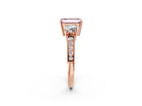 Rose gold Fancy Pink Emerald Cut Three-Stone Diamond Ring with Pavé Band and Four-Prong Setting_2