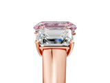 Rose gold Fancy Pink Emerald Cut Three-Stone Diamond Ring with Prong Setting on a Classic Band_17
