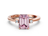 Rose gold Fancy Pink Emerald  Cut Three-Stone Solitaire Ring with Round Accent Diamonds and Four-Prong Setting_20