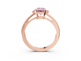 Rose gold Fancy Pink Emerald  Cut Three-Stone Solitaire Ring with Round Accent Diamonds and Four-Prong Setting_23
