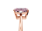 Rose gold Fancy Pink Emerald  Cut Three-Stone Solitaire Ring with Round Accent Diamonds and Four-Prong Setting_25