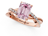 Rose gold Fancy Pink Emerald  Cut Twist Band Solitaire Diamond Ring with Pavé Setting_4