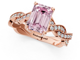 Rose gold Fancy Pink Emerald  Cut Twisted Pavé Band Solitaire Ring with Four-Prong Setting_56