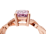 Rose gold Fancy Pink Emerald  Cut Twisted Pavé Band Solitaire Ring with Four-Prong Setting_59