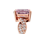 Rose gold Fancy Pink Emerald  Cut Twisted Pavé Band Solitaire Ring with Four-Prong Setting_60
