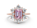 Rose gold Fancy Pink Emerald  Diamond Cluster Halo Ring with Solitaire Band and Four-Prong Setting_20