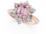 Rose gold Fancy Pink Emerald  Diamond Cluster Halo Ring with Solitaire Band and Four-Prong Setting_21