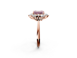 Rose gold Fancy Pink Emerald  Diamond Cluster Halo Ring with Solitaire Band and Four-Prong Setting_22