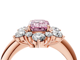 Rose gold Fancy Pink Emerald  Diamond Cluster Halo Ring with Solitaire Band and Four-Prong Setting_24
