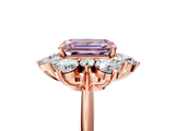 Rose gold Fancy Pink Emerald  Diamond Cluster Halo Ring with Solitaire Band and Four-Prong Setting_25
