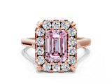 Rose gold Fancy Pink Emerald  Diamond Cluster Halo Solitaire with Four-Prong Setting_94