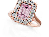 Rose gold Fancy Pink Emerald  Diamond Cluster Halo Solitaire with Four-Prong Setting_95