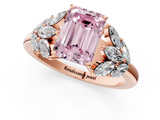 Rose gold Fancy Pink Emerald  Diamond Cluster Leaf Design Ring with Prong Setting_70